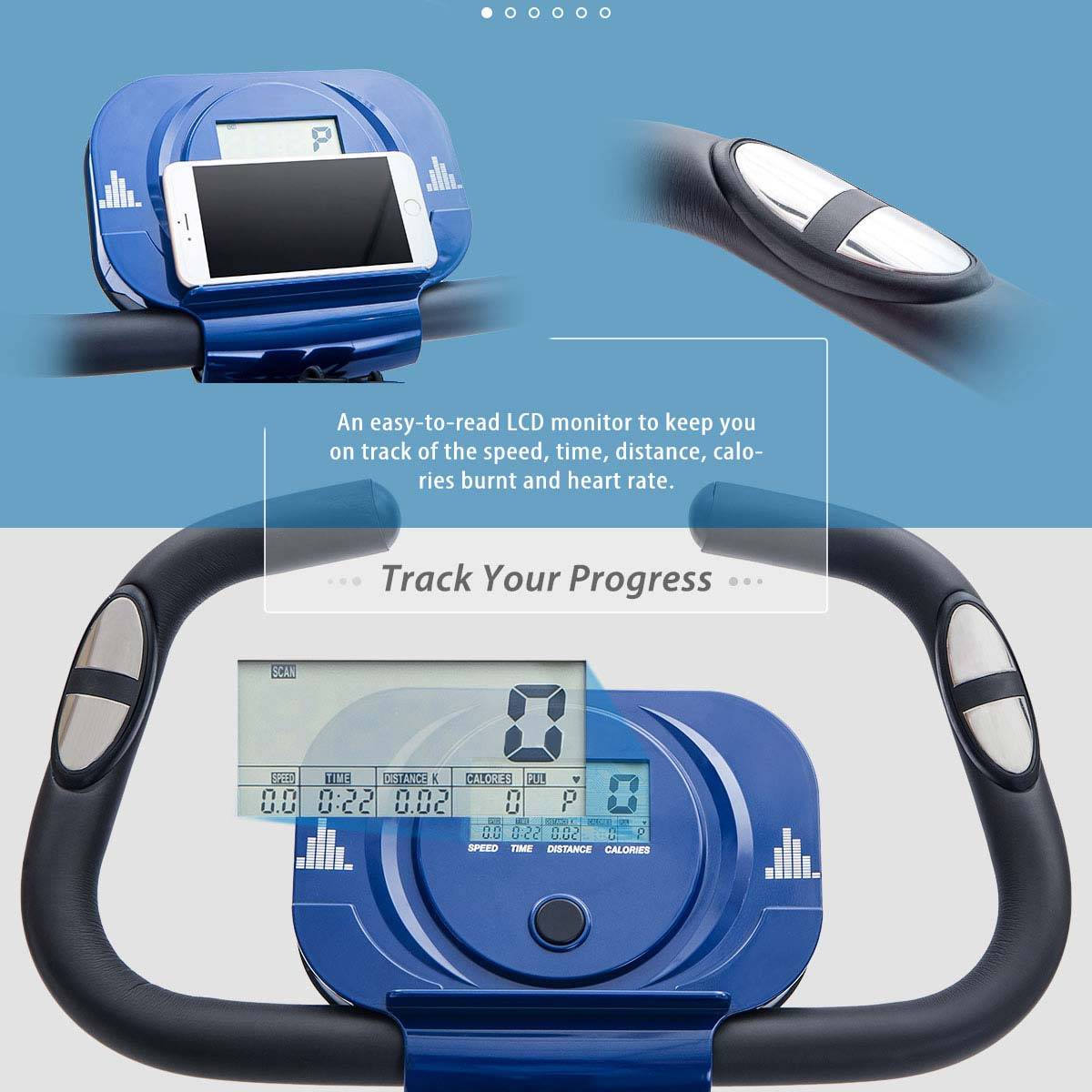 Foldable Upright & Recumbent Exercise Bike with Adjustable Resistance 13