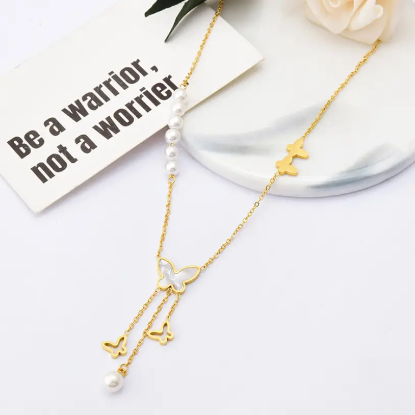 Double-layer Necklace Smooth Tassel Pendant