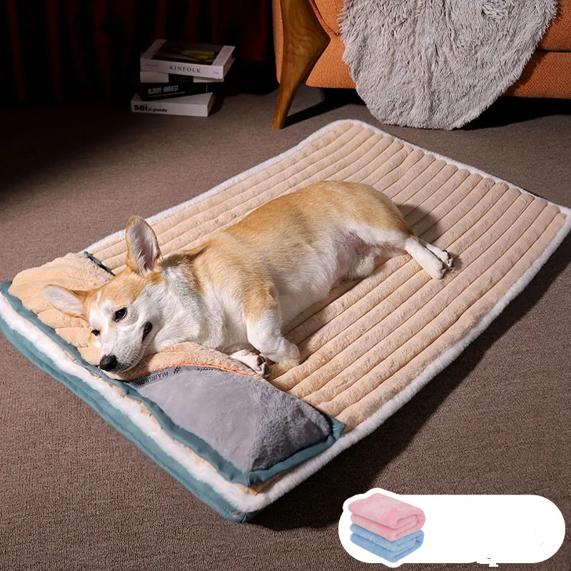 Winter Warm Dog Kennel Pillow Dog Mat Dog Sleeping Mat Sleeping Cat - Khaki Blanket
