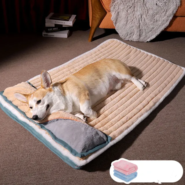 Winter Warm Dog Kennel Pillow Dog Mat Dog Sleeping Mat Sleeping Cat Khaki Blanket - Shop at LoveMi