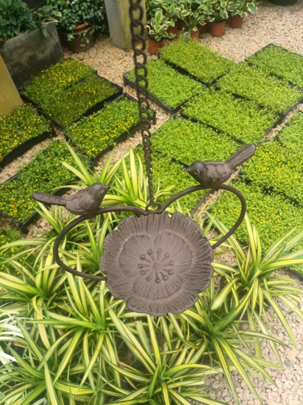 Title 6, Cast Iron Flowers Feeder Garden Decoration Orna...