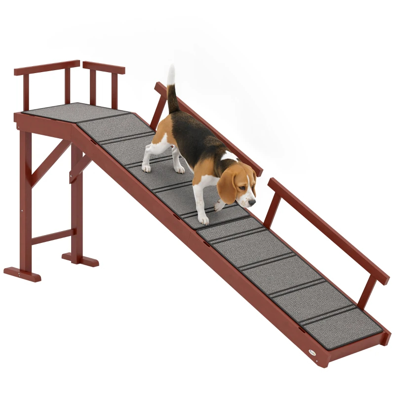 PawHut Wooden Dog Ramp With Removable Guardrails, Non-Slip Surface,