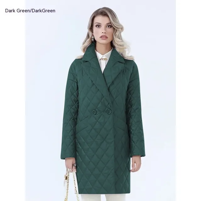 Women's Lace up Lapel Long sleeved Plaid Long Winter Top Dark Green - Shop at LoveMi