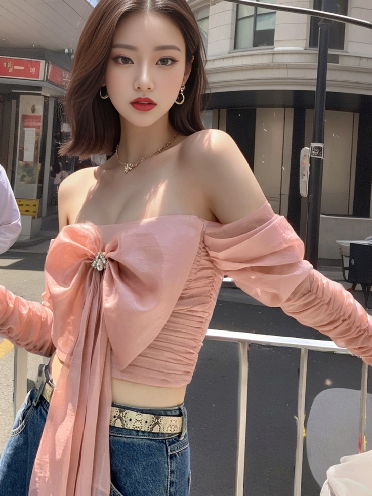 Title 6, Bow Puff Sleeve Off-shoulder Top Sense Of Desig...