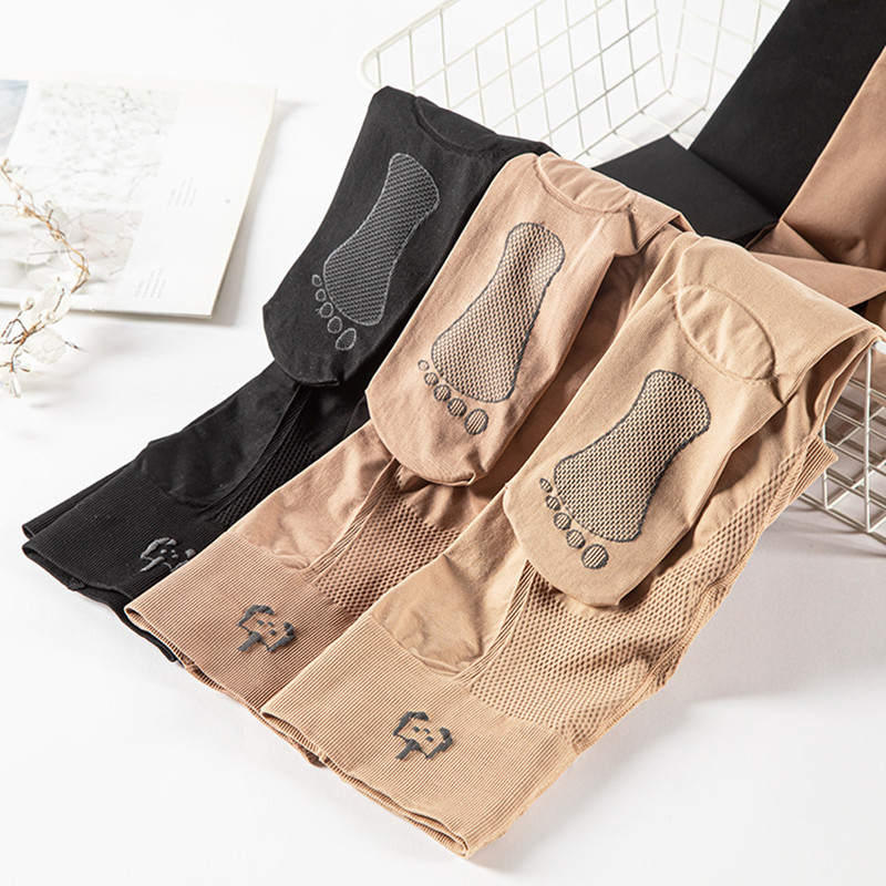 Thin Skin-colored Bare Leggings With Feet