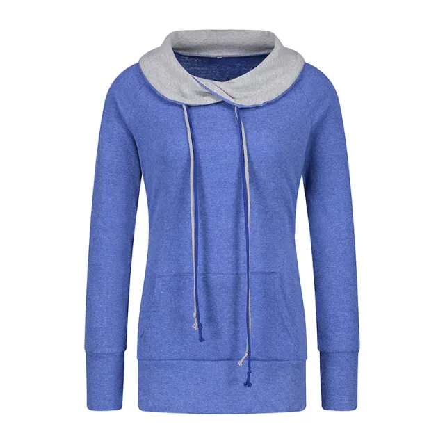 Sexy Deep V Neck Off Shoulder Long Sleeved Slim Solid Color T Shirt Blue - Shop at LoveMi
