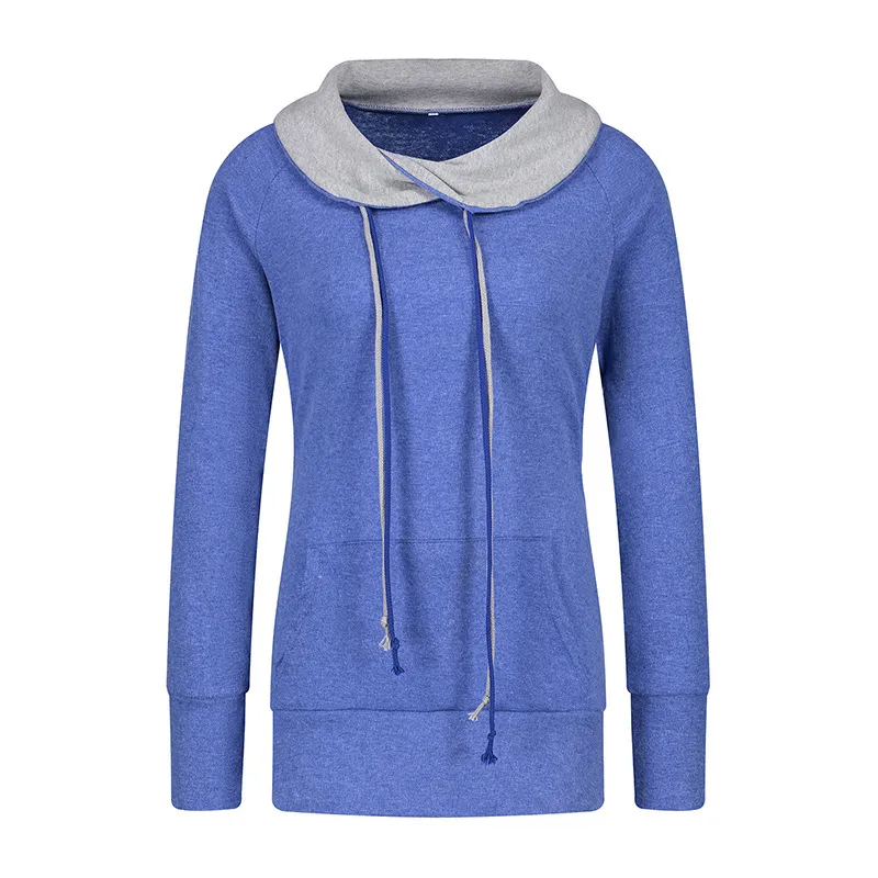 Sexy Deep V-Neck Off-Shoulder Long-Sleeved Slim Solid Color T-Shirt - Blue