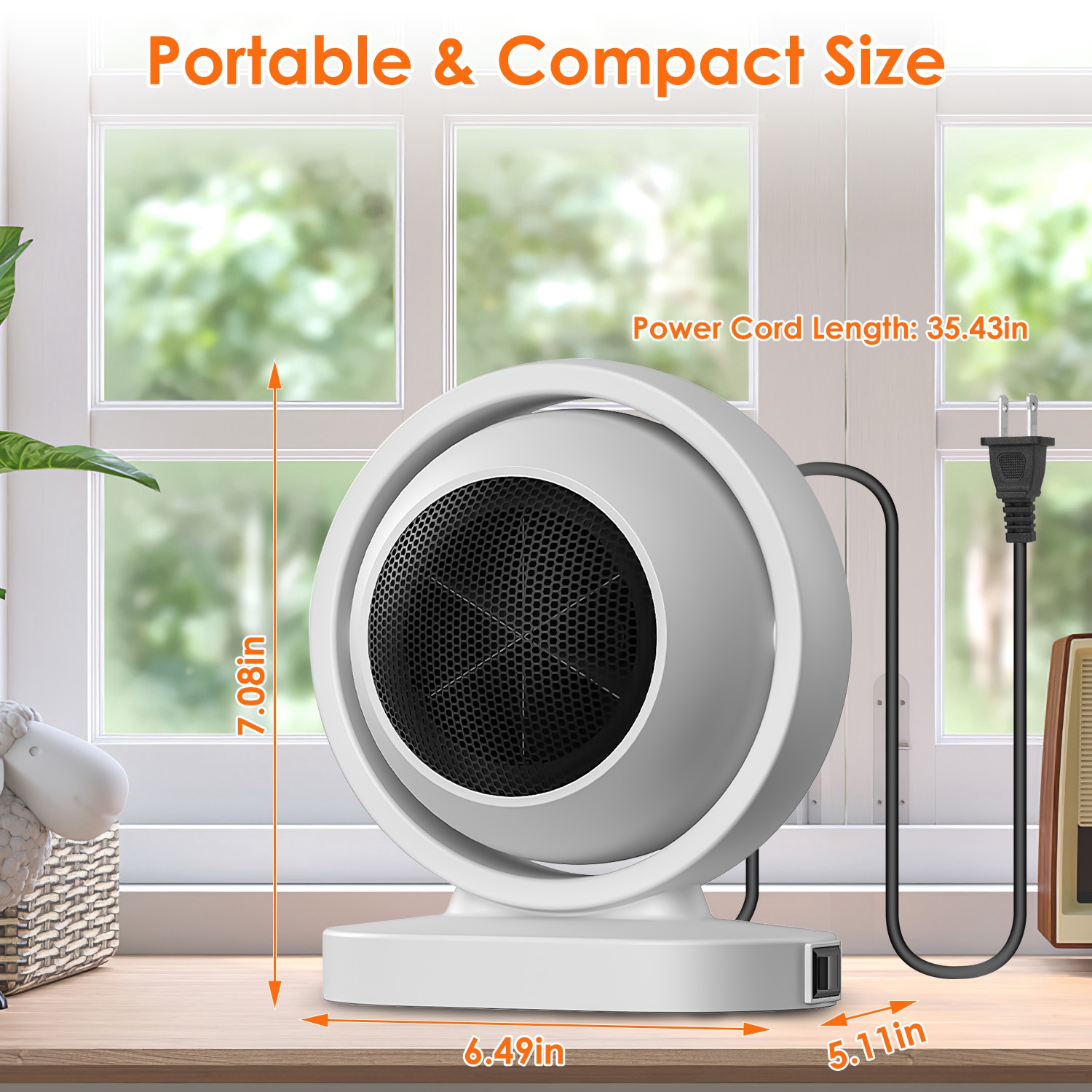 1Pc 380W Space Heater With 30 Degree Tilting Angle 3S Fast Heating Portable Desktop Electric Heater For Indoor Use With Overheat Protection Tip Over Protection For Home Office