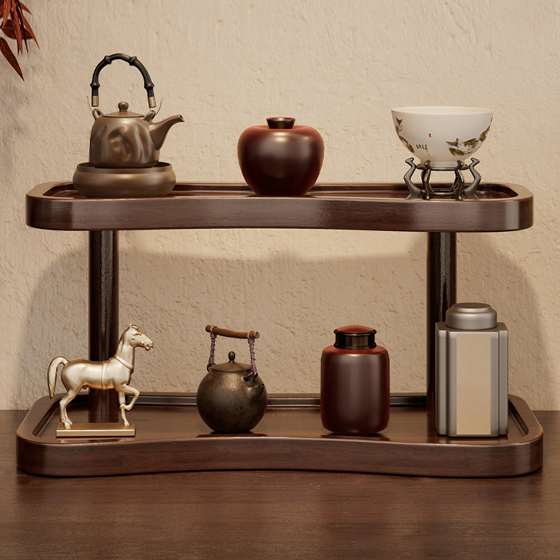 New Walnut Desk Organizer Shelf Modern Multiuse 2 Tier For Pantry Bedroom — image 9
