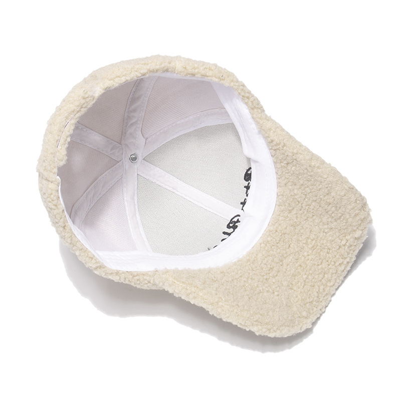 Adjustable Letter Embroidery Outdoor Lamb Wool Warm Baseball Hat