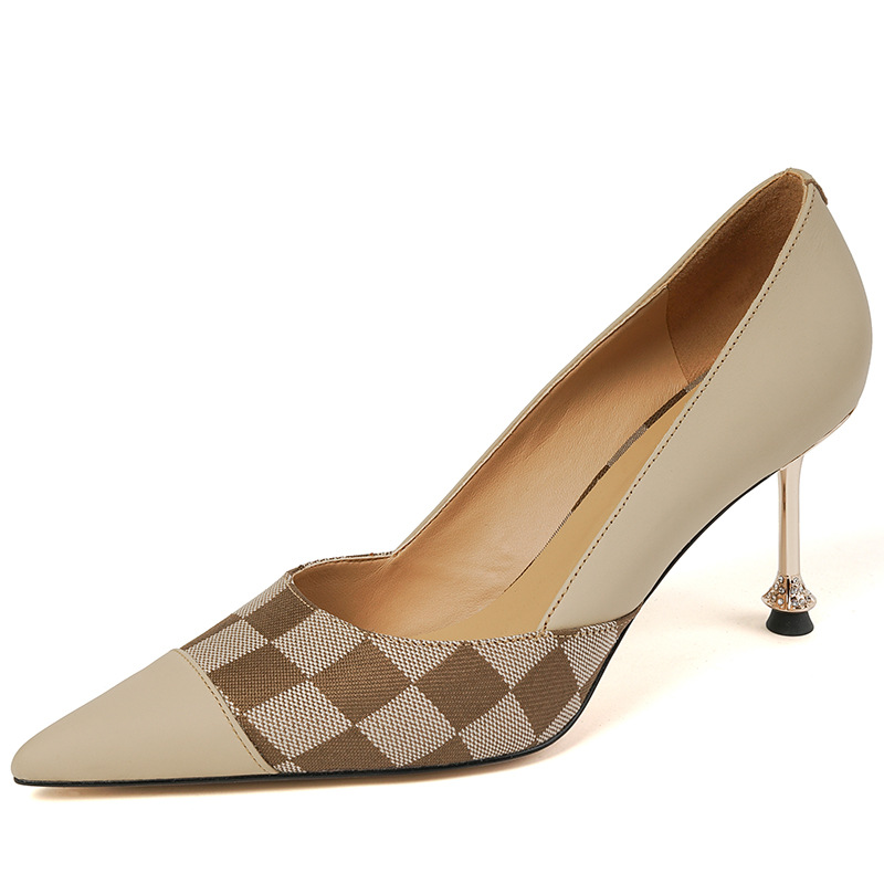 Women's Fashion Retro Colour Blocking Pointed Toe Hundred Single Shoes