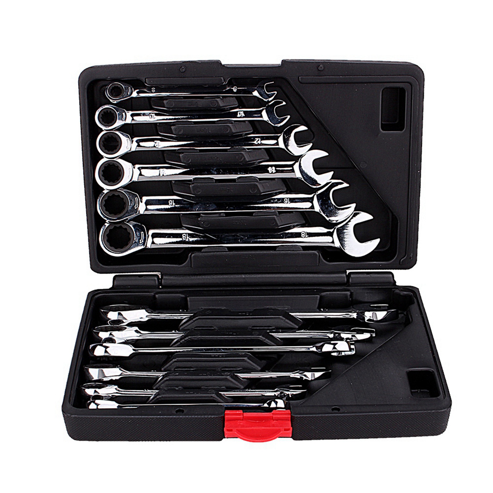 12pcs Fixed Spanners Ratchet Wrench Kit 8-19mm High-Torque Hand Tool Set For Garage, Workshop & Household Repairs