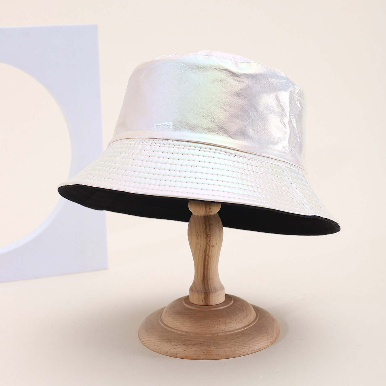 Solid-color Light Board PU Leather Personalized And Fashionable Wide-brimmed Sun Hat For Street Shopping And Outdoor Activities