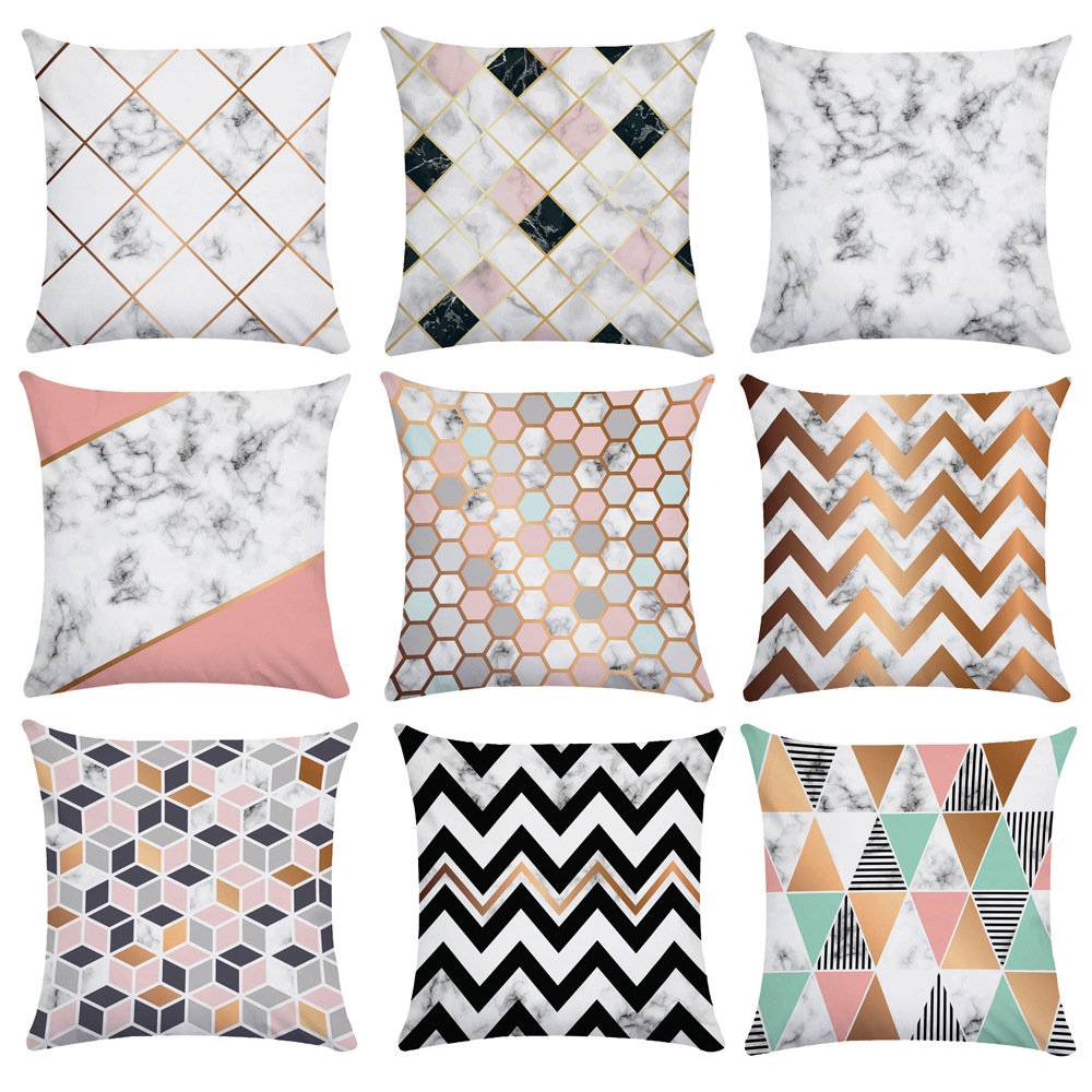 Geometric Marble Pillowcase Super Soft Short Plush