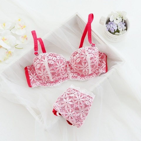 Title 13, Half-Cup Sexy Student Underwear Set with Lace T...