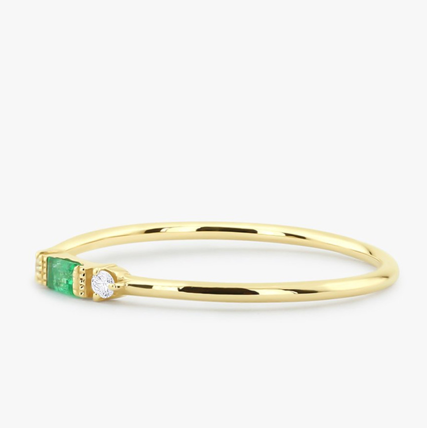 Rose Gold Female Emerald Zirconia Plated 18k Yellow Gold Engagement Ring