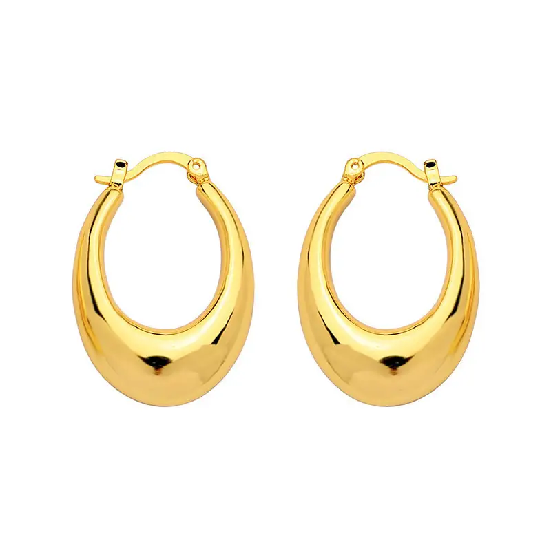 U-shaped Teardrop Earrings With Au750 Coloured Gold Studs