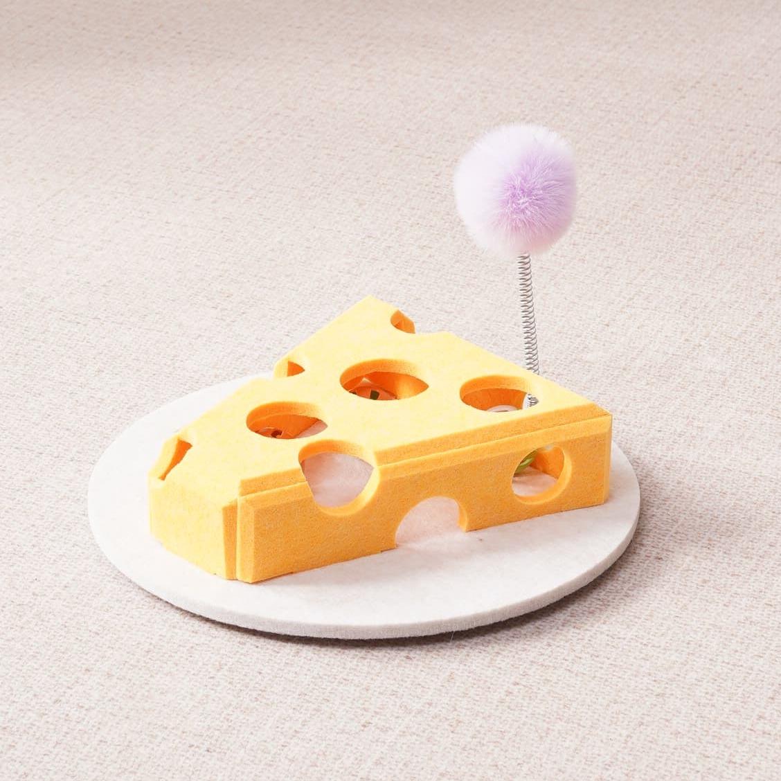 Cat Puzzle Toy With Ball And Spring-loaded Wand Felt Indoor Cat Toy Box Suction Cup Base Treat Puzzle Helps Cats Play Independently And Improves Their Intelligence.