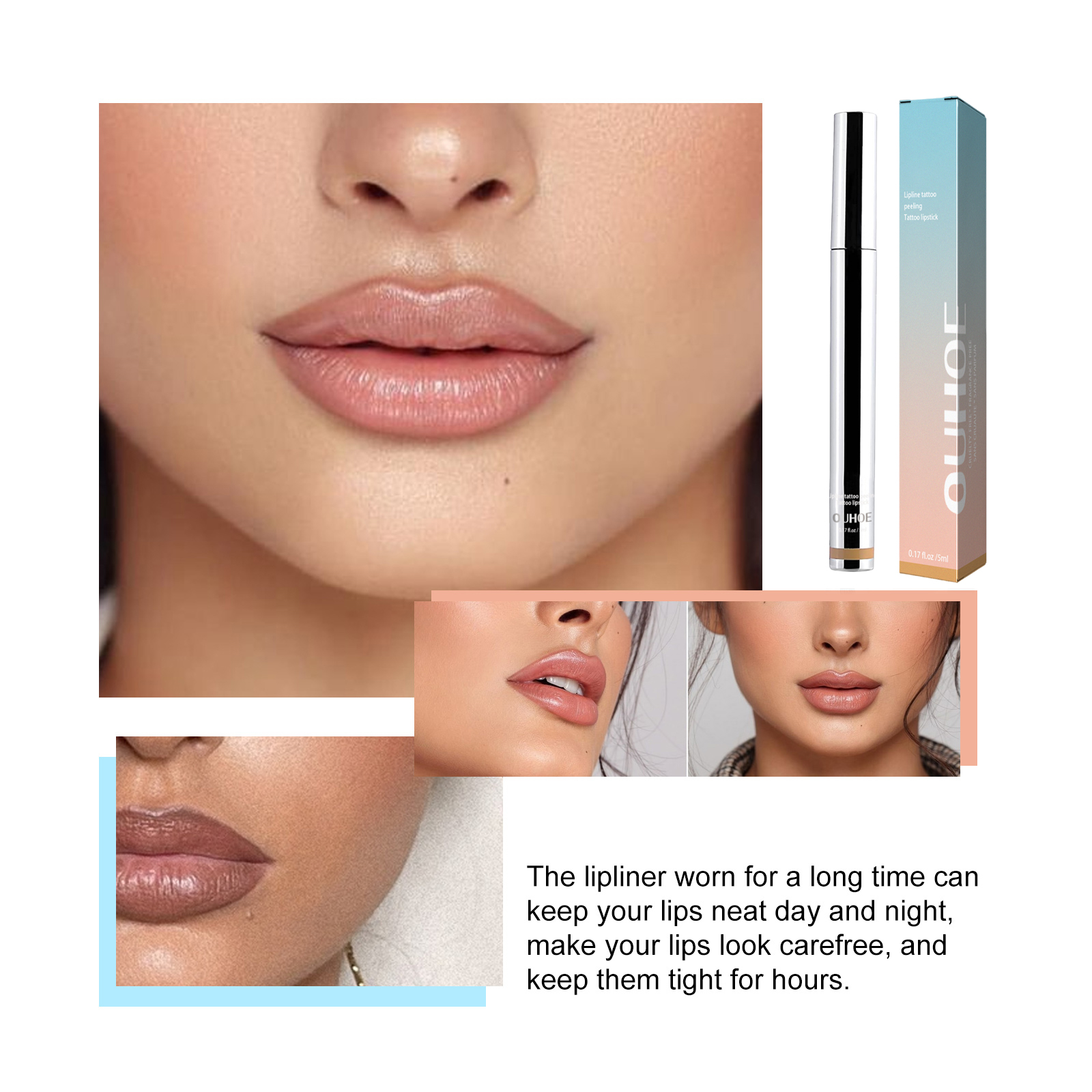 OUHOE Peel Lip Liner, Plump Lip Lines Show Lip Color Without Makeup Peeling Lip Liner - Image 4