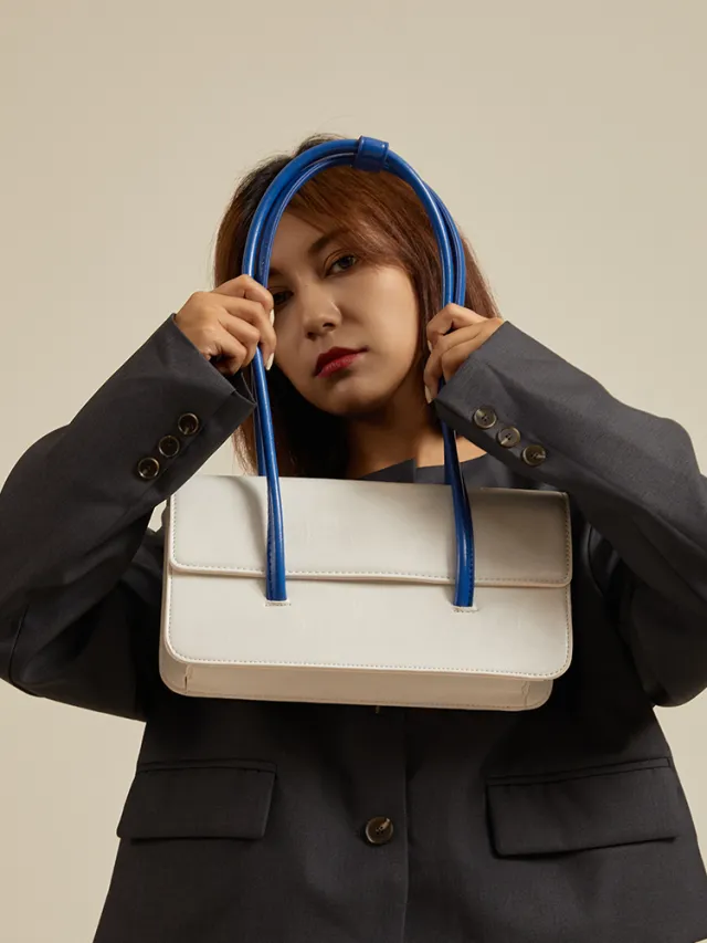 High Sense Of Klein Blue Contrast Color Handbag Women White - Shop at LoveMi