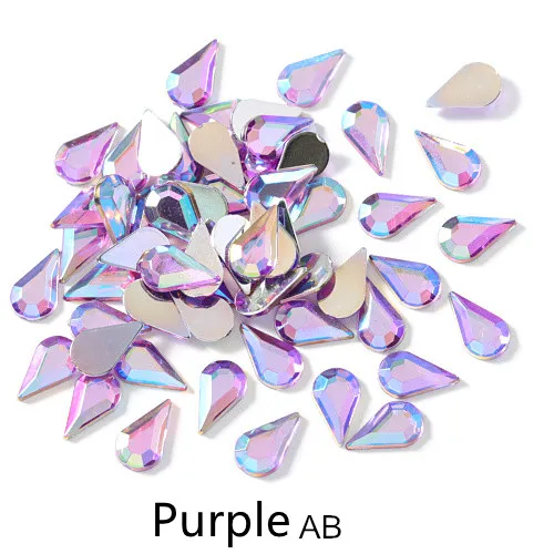 Water Drop Acrylic Flat Bottom Rhinestone DIY Nail Art Patch Purple Ab - Shop at LoveMi