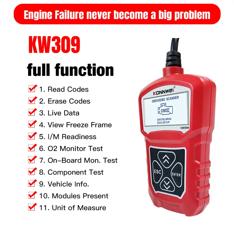 KW310 Car Diagnostic Scanner Barcode Reader