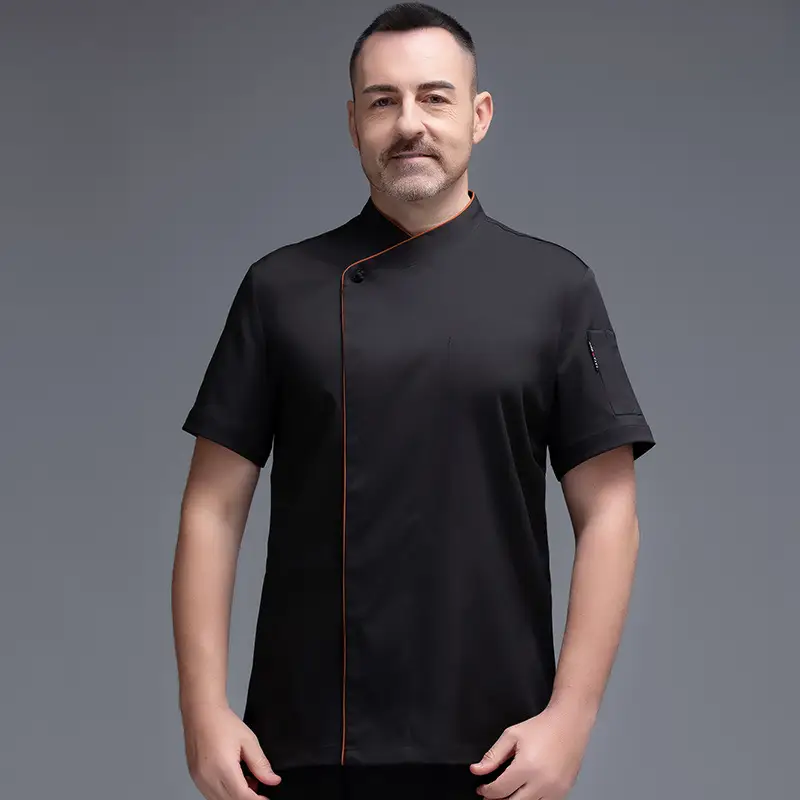 Button Elastic Fabric Chef's Overalls Men's Short Sleeves