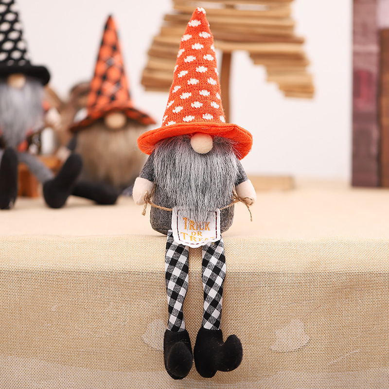 Witch Cloak Hat Faceless Long-legged Doll Decoration