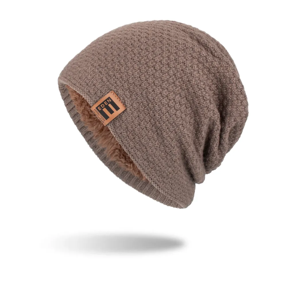 Winter Korean Style Trendy Knitted Beanie Hat - Khaki