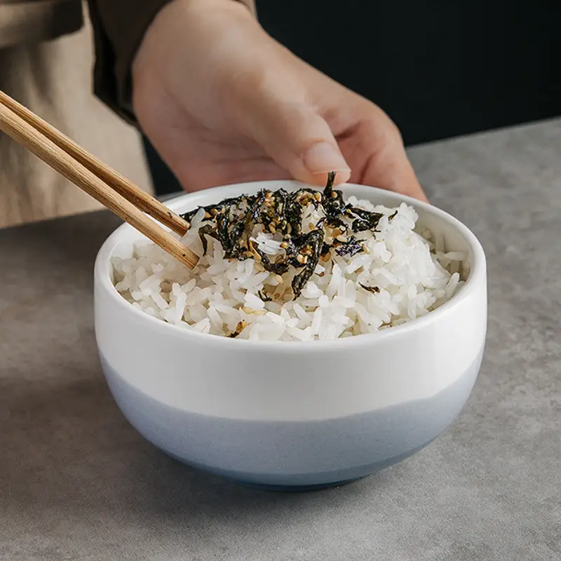 Modern Simple Ceramic Household Wash And Ink Gradual Color Soup Bowl