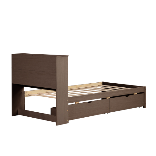 Modern Twin Size Bed Frame With Built-in USB Port On Bookcas view 10