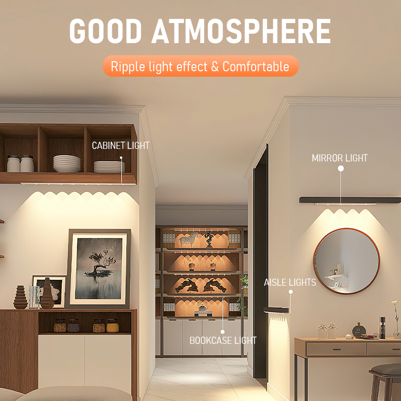 LED Cabinet Light Induction Door Porch Light Strip Corrugated Wireless Wiring-free — foto 5