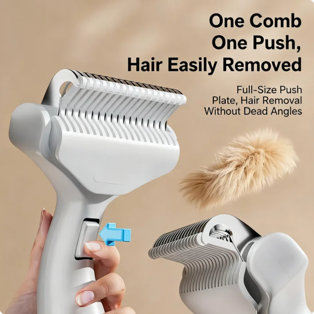 Pet Dematting Comb For Cats Dogs, Self Cleaning Deshedding Brush With Stainless Steel Blades, 26 Angle Undercoat Rake For Removing Loose Hair And Tangles, Grooming Tool For Long Short Haired Pets