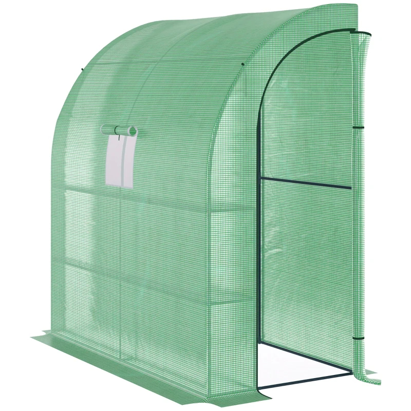 Lean-To Walk-In Greenhouse with Shelves