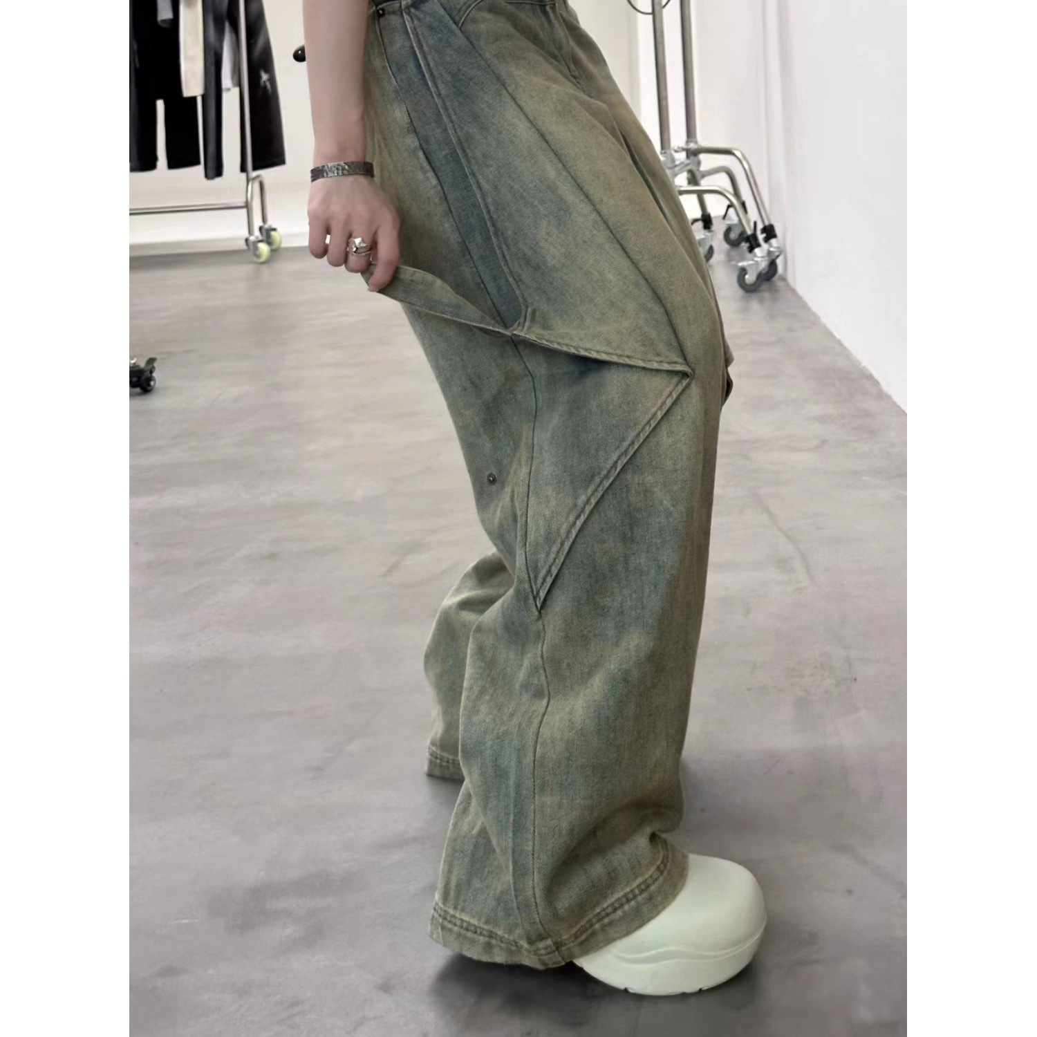 High Street Wide Leg Pants Design High Fashion Brand Loose Straight Pants