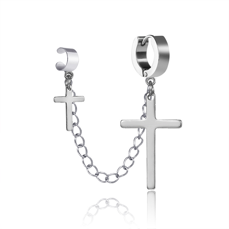 Geometric natural cross earrings alloy plating earrings 1Pc Silver - Shop at LoveMi