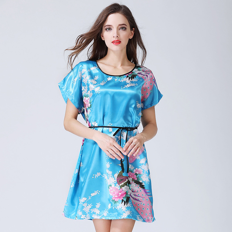 Title 5, Imitation Silk Nightdress Round Neck And Thin B...