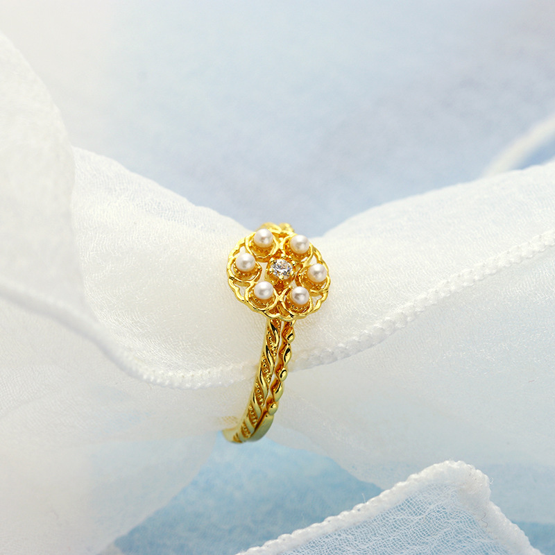 Women's Sterling Silver Natural Pearl Baroque Two Piece Ring
