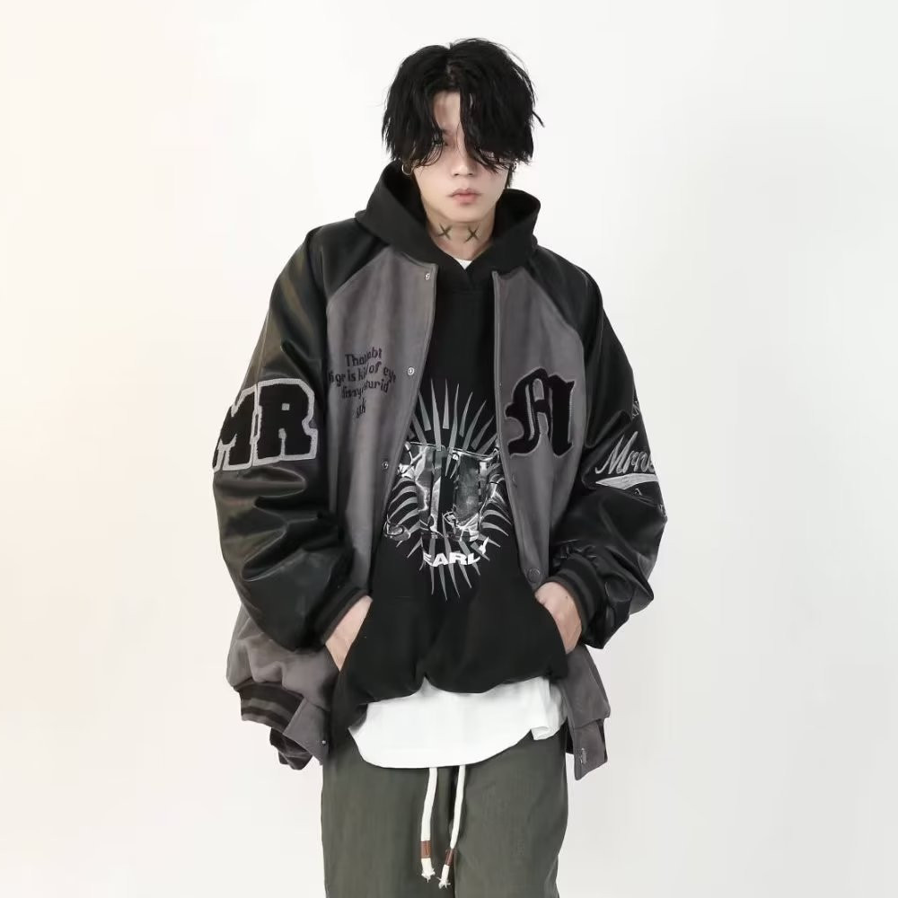 Title 2, Fashionable Embroidered Suede Bomber Jacket