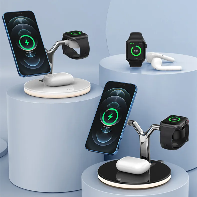 3 in 1 Magnetic Wireless Charger Stand Watch 15W