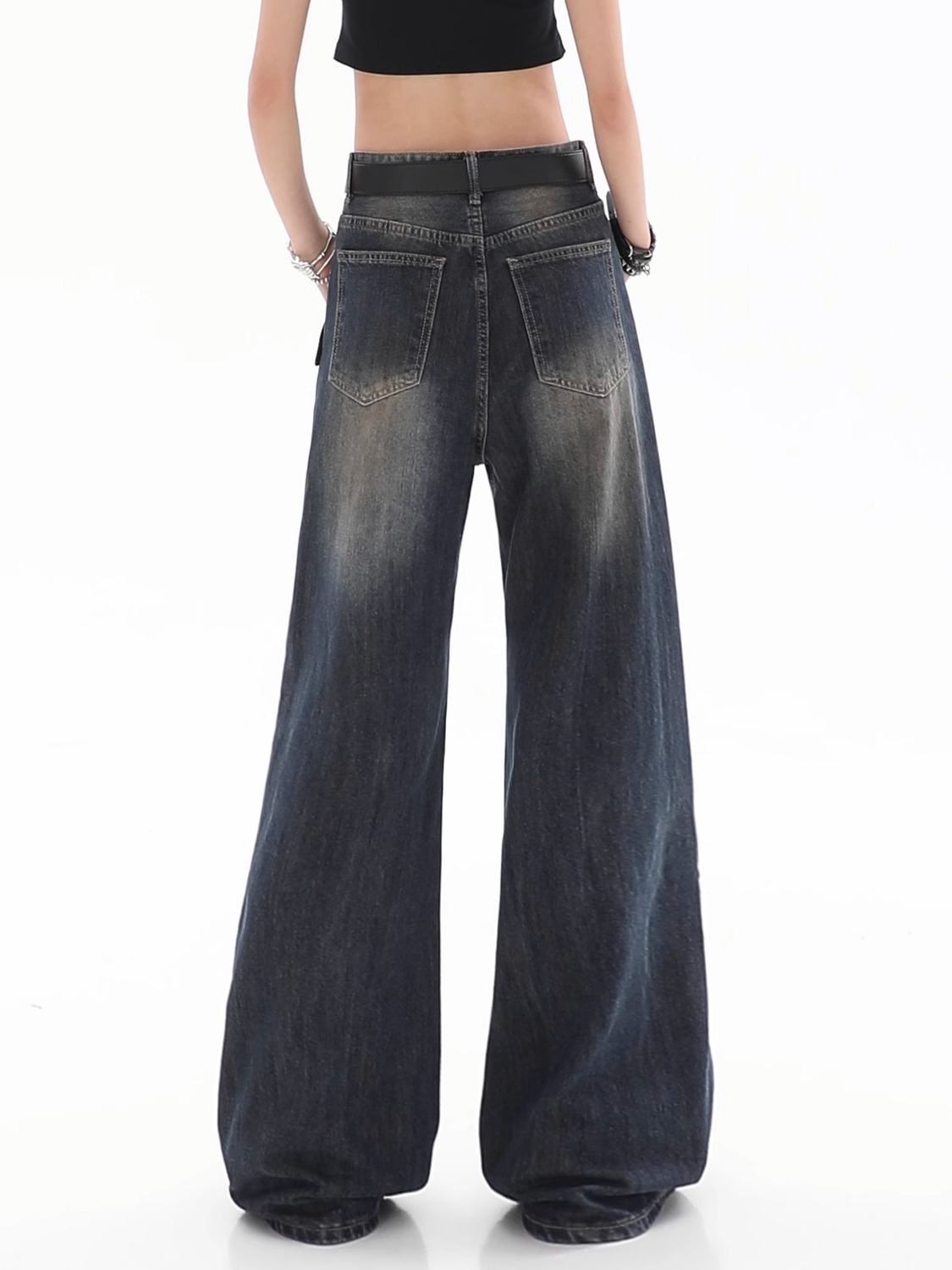 Title 12, Damen Loose Hänge Jeans Vintage Destroyed Strai...