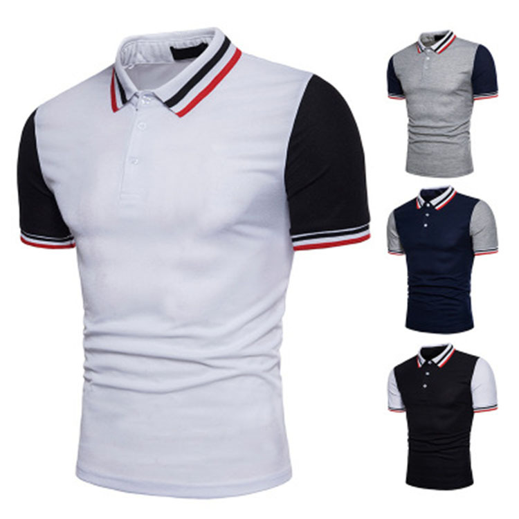 Title 5, Summer Mens Casual Slim Polo Shirt with Thread...