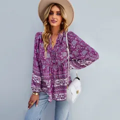Autumn And Winter Temperament Commuter Shirt - Purple - View 1