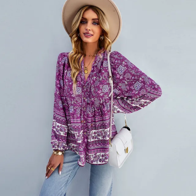Autumn And Winter Temperament Commuter Shirt Purple - Shop at LoveMi