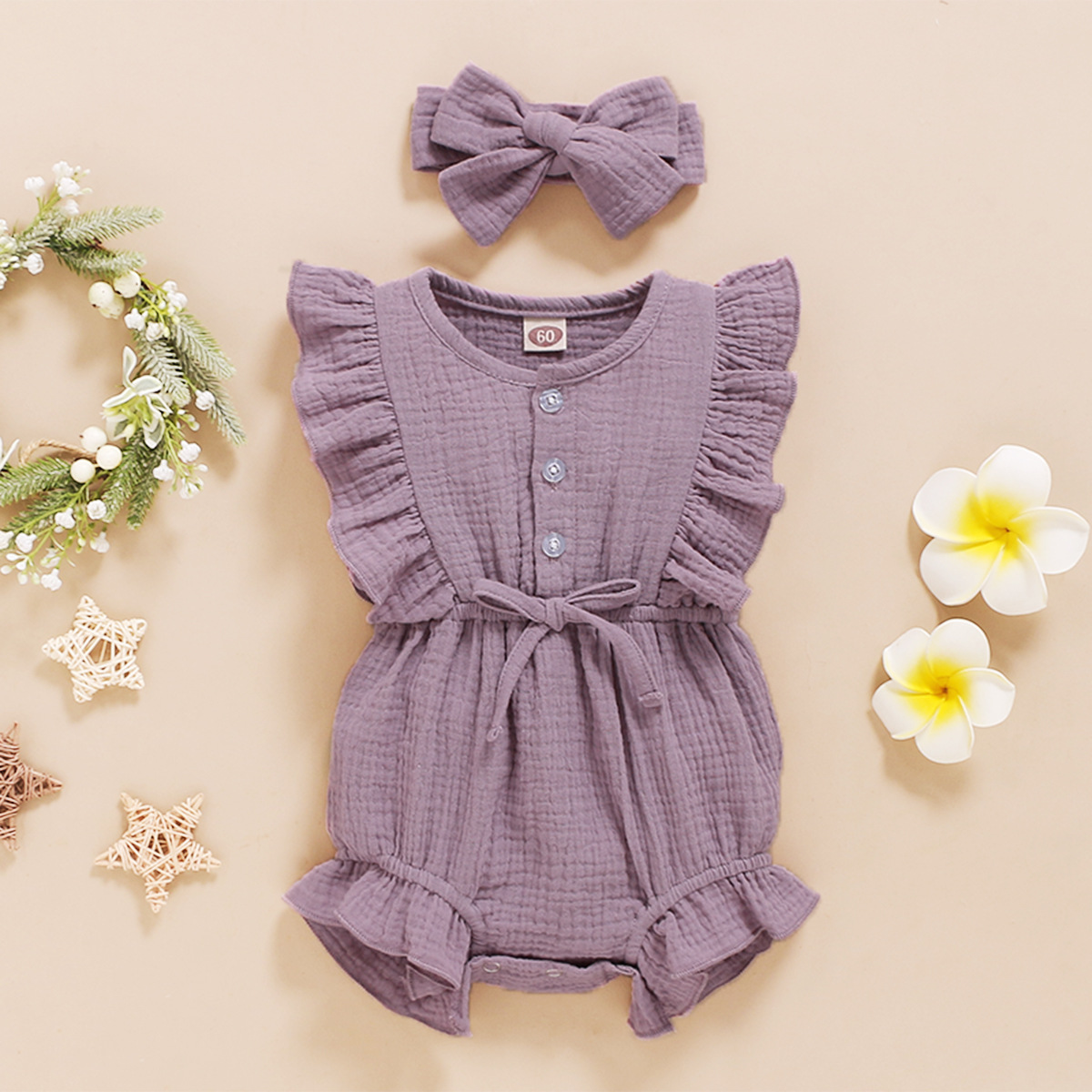 INS Baby Spring And Autumn Models New European And American Sleeveless Solid Color Personality Baby Girl Romper Romper