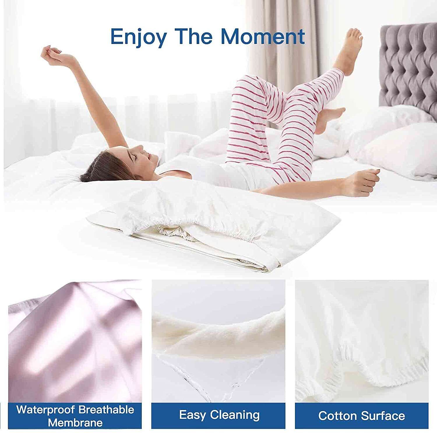 Terry Cotton Fitted Mattress Protector Waterproof Queen-Baby Cot