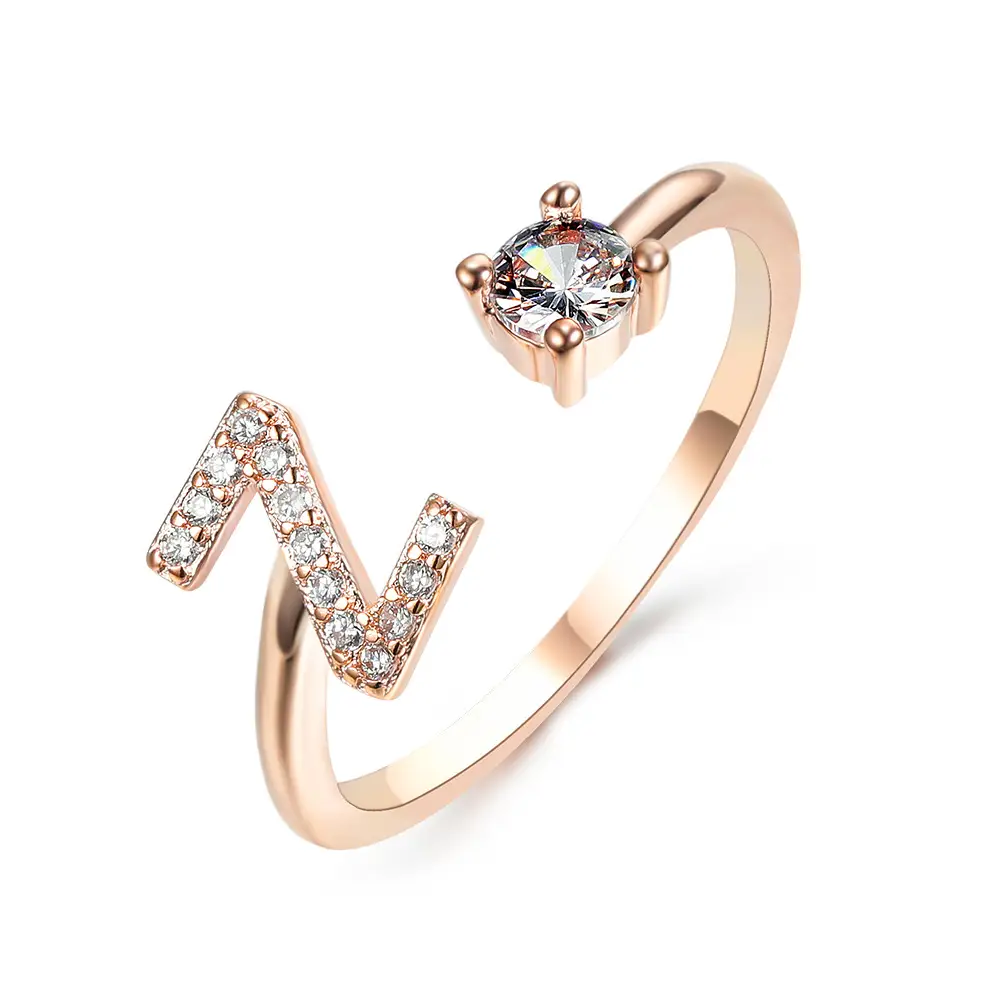 Design Adjustable 26 Initial Letter Ring Fashion Jewelry for Women Simple