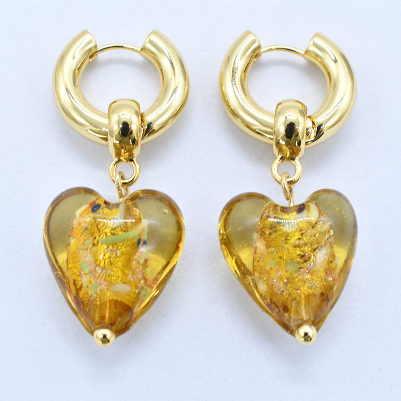 European And American Retro Glazed Love Earrings Women's Simple