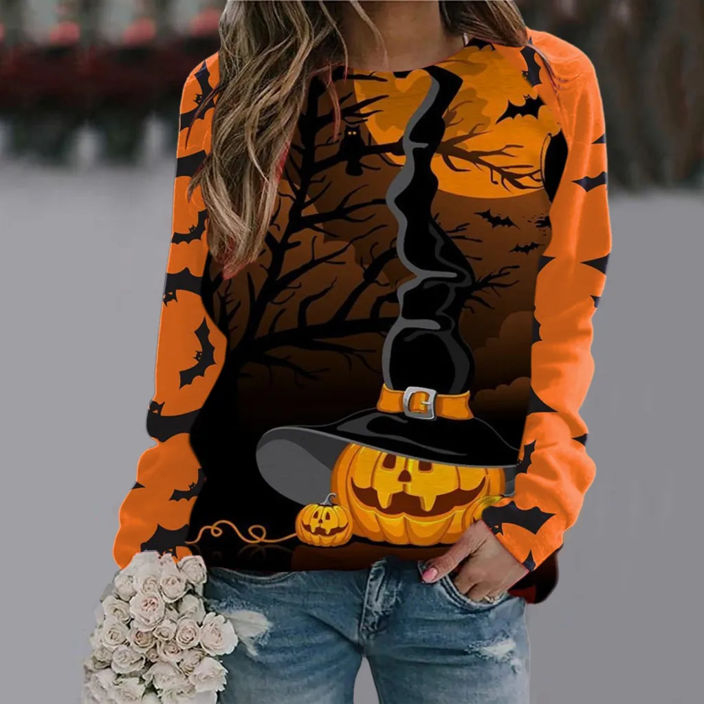 Women's Printed Long Sleeve T-shirt - Wxy271424-3Xl