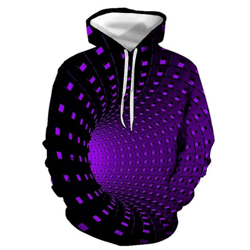 Title 11, 3d Plus Size Swirl Print Long-sleeved Hoodie Me...